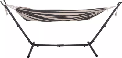 Hamake CRAVE, kornizë metalike antracit, pëlhurë blu me vija të bardha, 265x93x105cm