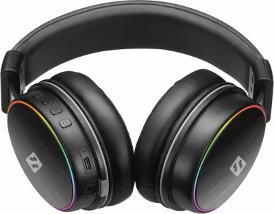 Kufje wireless SANDBERG HeroBlaster 126-42, Bluetooth 5.4, 50 mm driver, me mikrofon të ndashëm, AUX 3.5 mm, RGB, të zeza, set 5 copë