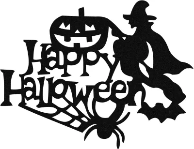 Aksesor muri dekorativ metalik Wallity, Halloween, 53x41cm, i zi
