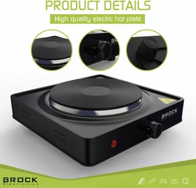 Rešo elektrike Brock EP 100 BK 1500W pllakë 18.5cm, e zezë