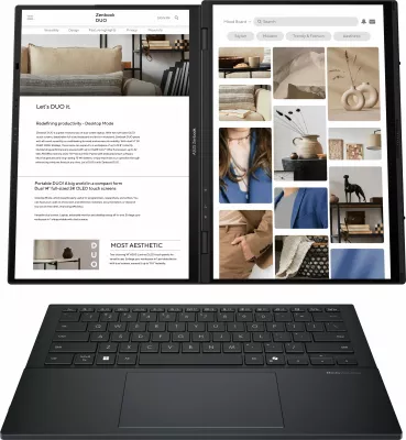 Laptop ASUS Zenbook Duo UX8406CA-PZ068X, Intel Core Ultra 9, 32 GB RAM, 2 TB SSD, Inkwell Gray