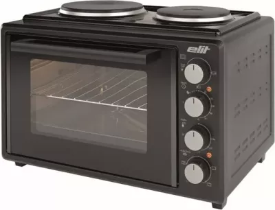 Mini furrë me dy pllaka gatimi, Elit OPTIDUO 35B, 35L, 1400W, shufër rrotulluese, termostat, timer mekanik, e zezë