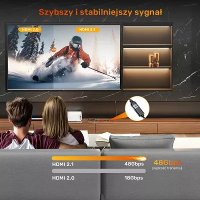 Zgjatës HDMI Unitek 2.1, 8K 1m, ngjyrë argjend e zezë
