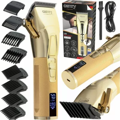 Makinë qethje Camry CR 2835G, 8 nivele 1.5-18 mm, teh qeramik & kokë titaniumi, bateri, USB-C, gold