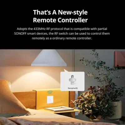 Ndërprerës smart muri SONOFF T2EU3C-RF, 433MHz RF, 3-tastësh, standard EU, i bardhë
