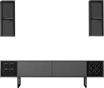 Set mobiljesh për dhomë dite Skye Decor, linjë e zezë, anthracite, e zezë