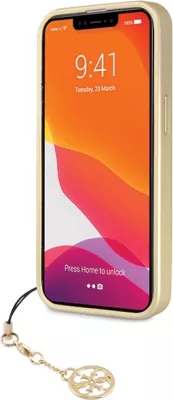 Mbështjellës Guess 4G Charms për iPhone 14 Pro Max, Gri me varëse
