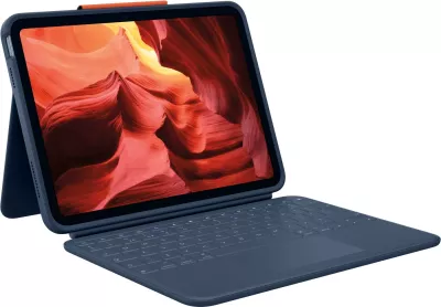 Kasë me tastierë Logitech Rugged Combo 4 Touch për iPad, blu