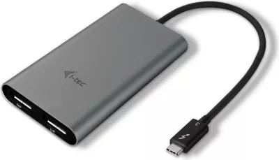 Adapter video I-Tec TB3 Dual DP, Thunderbolt 3, dy porta DP, gri