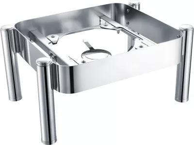 Kornizë/ngrohës për chafing dish, Fine Dine De Luxe Madeira GN 2/3, çelik inox AISI 304 2.7 mm, përshtatje induksion, kapak xhami, argjendtë