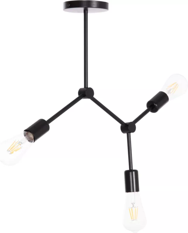 Llambë tavani me 3 drita, metal i zi, LIGHTY FH7404.11, 52x5x48cm