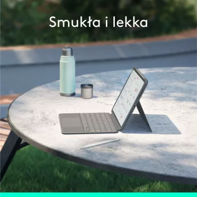 Tastierë me Mbështjellës Logitech Combo Touch 920-012636 për iPad Air 11" (M2/M3) dhe iPad Air Gen 4/5 10.9", QWERTY US International, me trackpad, me ndriçim tastesh, Smart Connector, Gri