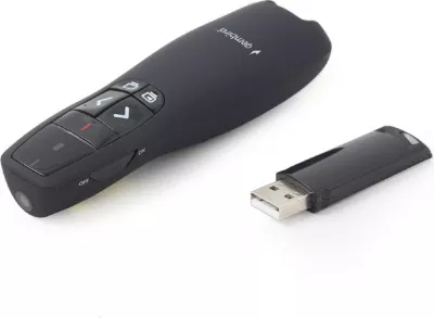 Telekomandë wireless Gembird WP-L-12 për ekran projekti, me USB, e zezë