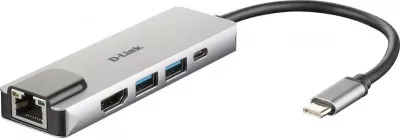 Docking station USB-C, D-Link DUB-M520, HDMI 4K, 2x USB 3.0, RJ45 Gigabit, USB-C PD 60W, argjendtë/zi