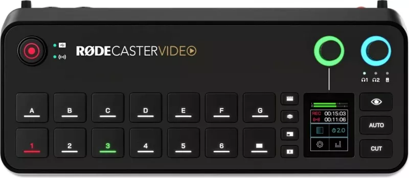 Stacion prodhimi RØDE RØDECaster Video, për podcast dhe muzikë, i zi