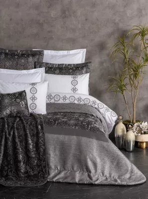 Set dhome gjumi dopio Valeria, anthracite-bardhë