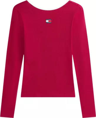 Maicë me mëngë të gjata Tommy Hilfiger Jeans DW0DW21839 për femra, bordo [Madhësia: S]