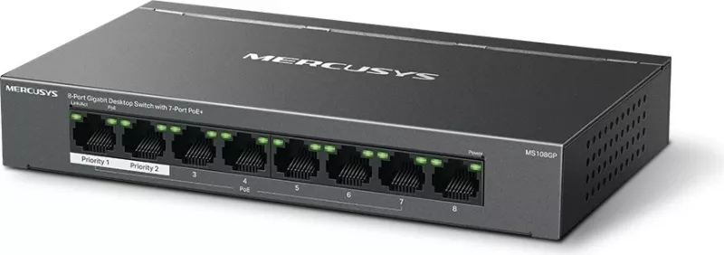 Switch Mercusys MS108GP, 8-Porta Gigabit, PoE+, i Zi