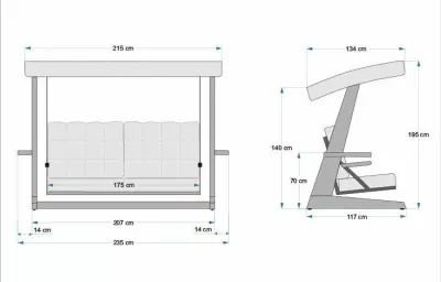 Karrige lëkundëse treshe për kopsht, ngjyrë antracit, Skye Decor, Sia 2400