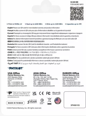 SSD M.2 NVMe Patriot P400 V4 1TB PCIe Gen4 x4 2280