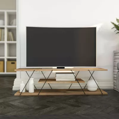 Komodë televizori Hanah Home, Canaz v2, e zezë, arrë