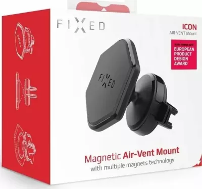 Mbajtës telefoni magnetik Fixed Icon Air Vent, për grilë ajrimi, i zi, set me 2 pllaka metalike