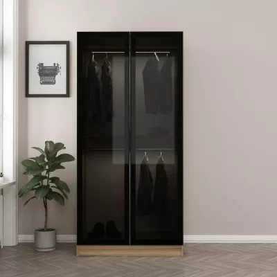 Dollap Hanah Home Kale me xham, ngjyrë gri e errët, 210cm