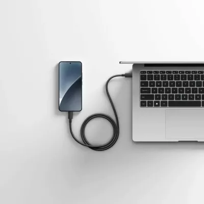 Kabllo USB-C në USB-C Xiaomi 6A USB4 e thurur 1m 120W 40Gbps e zezë