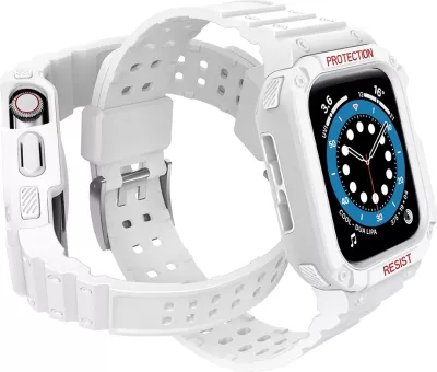 Rrip me kasë mbrojtëse për Apple Watch Hurtel, 45/44/42mm, Bardhë