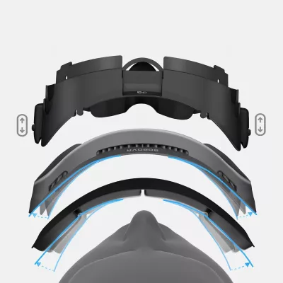 Ndërfaqe fytyre VR, BoboVR F3, për Meta Quest 3, rregullim distance, ventilim me tre kanale, e zezë