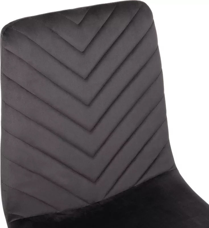 Karrige për ngrënie LATRELL FH8587.01 kadife gri & këmbë metali të zeza 43x54x88Hcm., set prej 4 copë