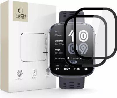 Xham mbrojtës për smartwatch Tech-Protect Glass Flex+ për Amazfit Bip 6, 2 copë, Zi