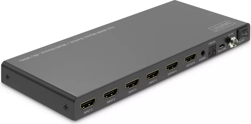 Switch HDMI Digitus 4x2 Matrix, 4K/30Hz, 4 hyrje, 2 dalje, i zi