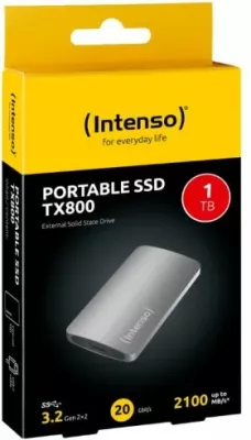 SSD eksterne INTENSO TX800 2TB USB 3.2 Gen2x2 deri 2100 MB/s, me kabllo USB-C, antracit