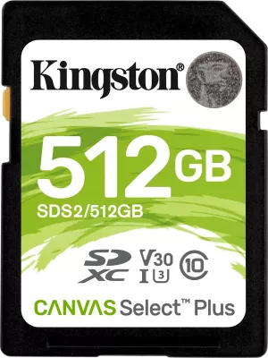 Kartelë SD Kingston 512GB SDXC Canvas Select Plus, 100 MB/s, e zezë