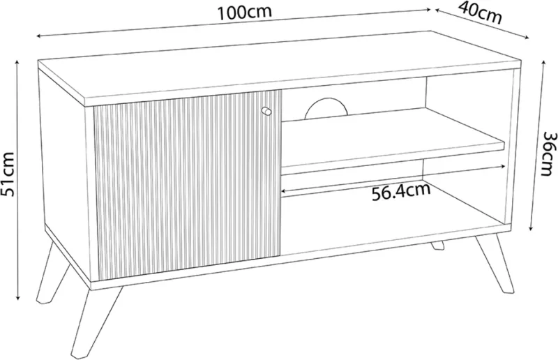 TV komodë KRUDEN FH9443.11 melaminë, ngjyrë e zezë-natyrale, 100x40x51 cm