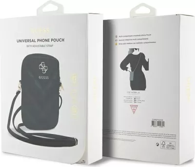 Çantë telefoni Guess Zip Quilted 4G, e zezë