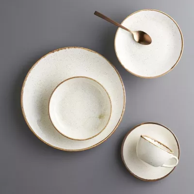 Pjatë pasta Porland Seasons Sand Ø300 mm, porcelan, krem, set 6 copë