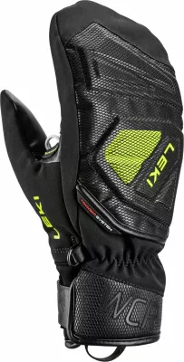 Doreza ski Leki WCR C-Tech 3D Jr. Mitt, madhësia 7, zi-verdhë limon