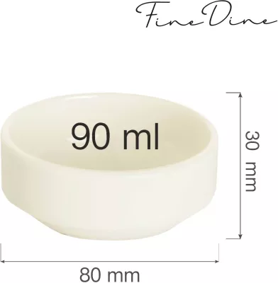Tas porcelani Fine Dine Crema 90 ml, stackable, set 6 copë, krem