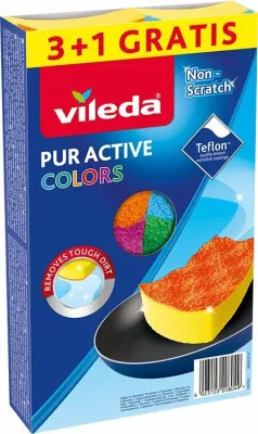Sfungjer pastrimi Vileda Pur Active Colors 4 copë (3+1 gratis), me ngjyra