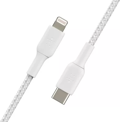 Kabëll Belkin CAA004BT1MWH, 1 m, Lightning, USB C, Bardhë