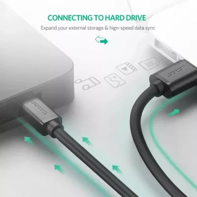 Kabllo USB-A në Mini USB UGREEN 10355 USB 2.0 1m, e zezë, polybag