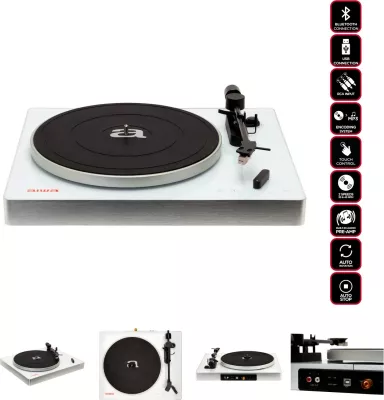 Gramafon Aiwa APX-680BT/WT, Bluetooth, USB për regjistrim, 33 1/3 & 45 RPM, belt-drive, i bardhë