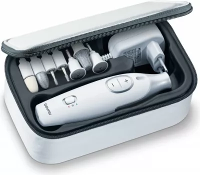 Set manikyr/pedikyr Beurer MP 42, 7 koka, argjendtë/bardhë me etui