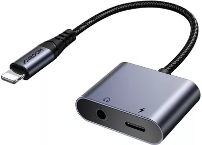 Adapter audio 2-në-1 Joyroom SY-L01, Lightning në 3.5mm + Lightning, argjend