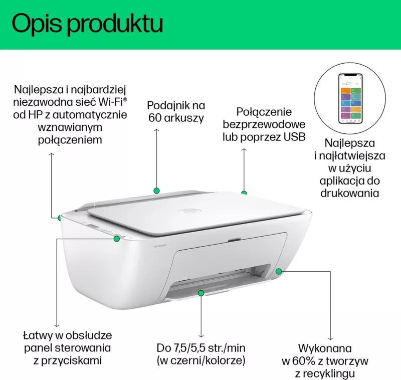 Printer AIO HP DeskJet 2810e, i bardhë