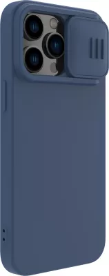 Mbështjellës Nillkin CamShield Silky Silicone për iPhone 14 Pro, me mbrojtëse kamere, Blu