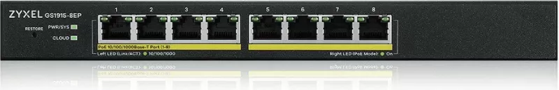 Switch Zyxel GS1915-8EP, i menaxhuar, L2, Gigabit Ethernet, PoE