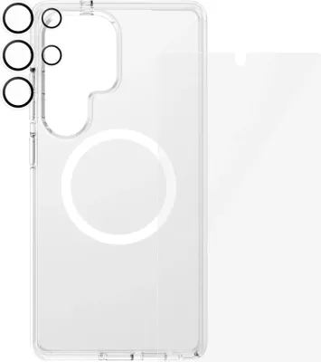 Mbështjellës PanzerGlass CARE 3in1 për Samsung Galaxy S25 Ultra, me xham mbrojtës dhe mbrojtës lente, Transparent